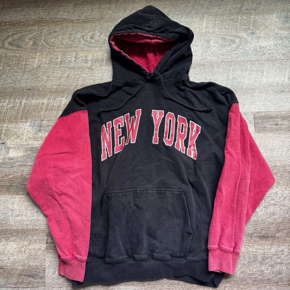 J. Galt Brandy Melville New York Hoodie One Size Oversized Black Red Colorblock